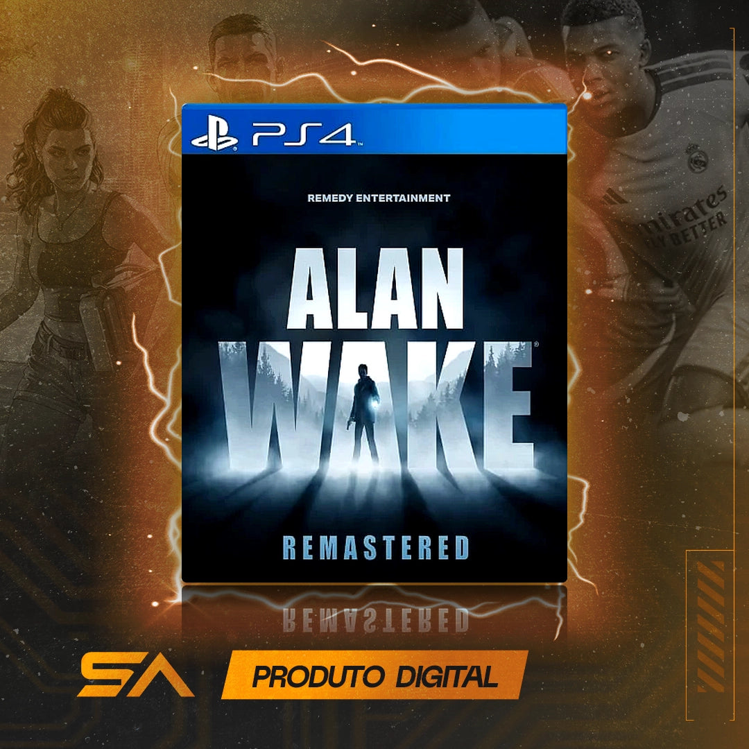 Capa oficial do jogo Alan Wake Remastered para PS4 em Mídia Digital
