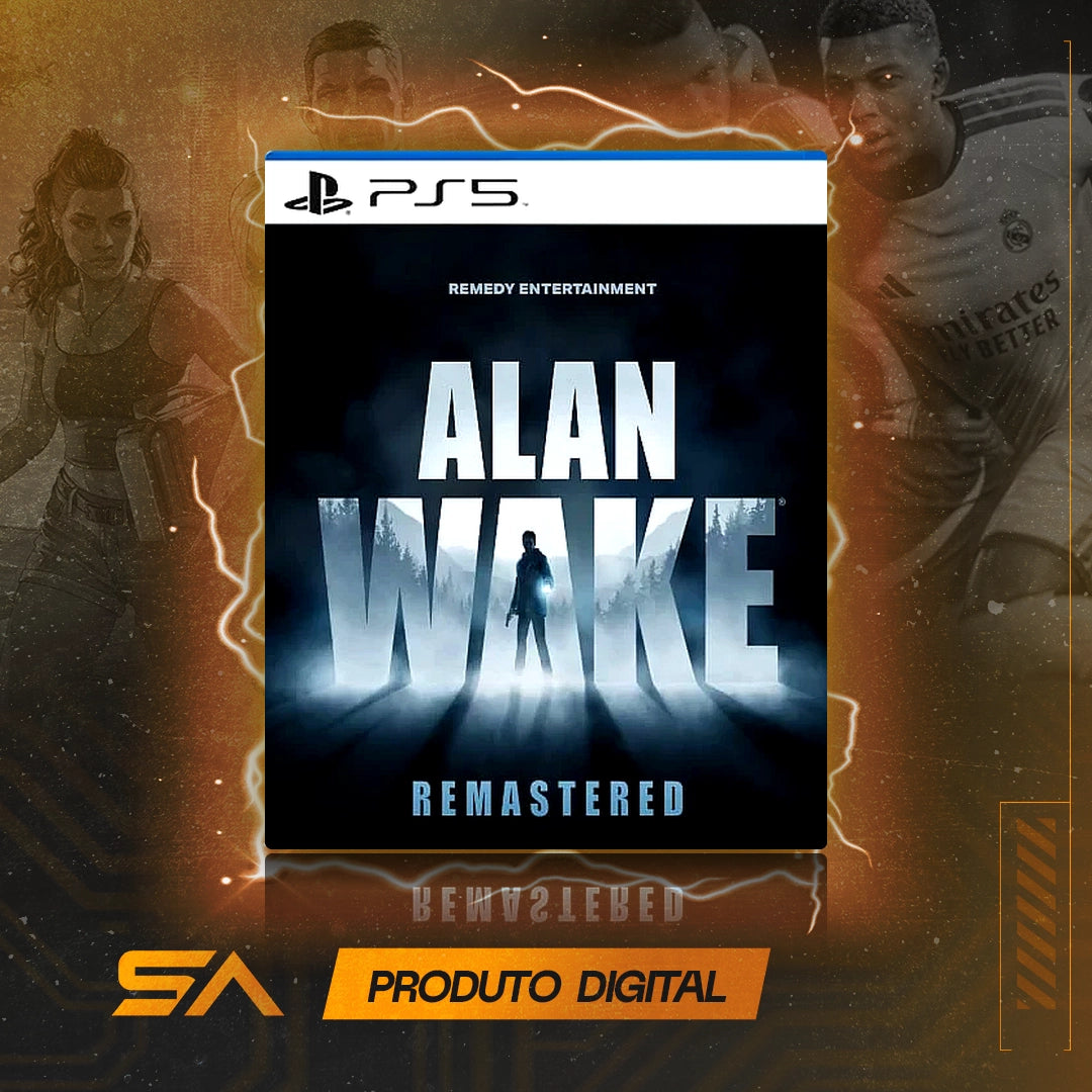 Capa oficial do jogo Alan Wake Remastered para PS5 em Mídia Digital
