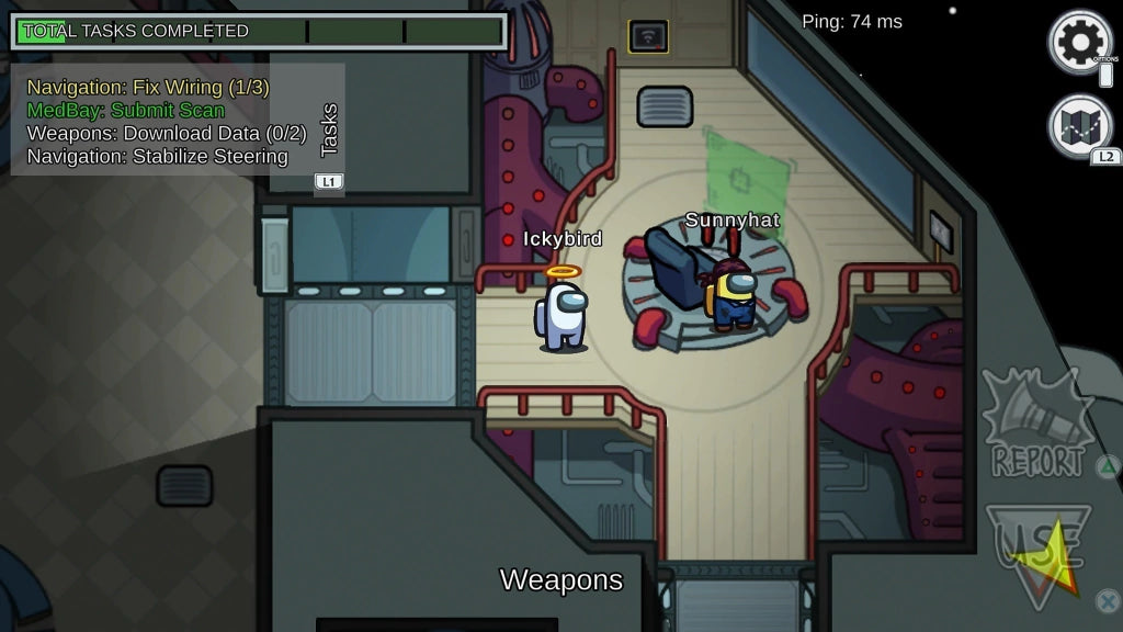 Gameplay e captura de tela de Among Us - PS5