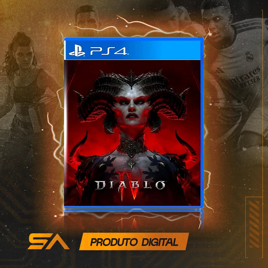 Capa oficial do jogo Diablo IV para PS4 em Mídia Digital