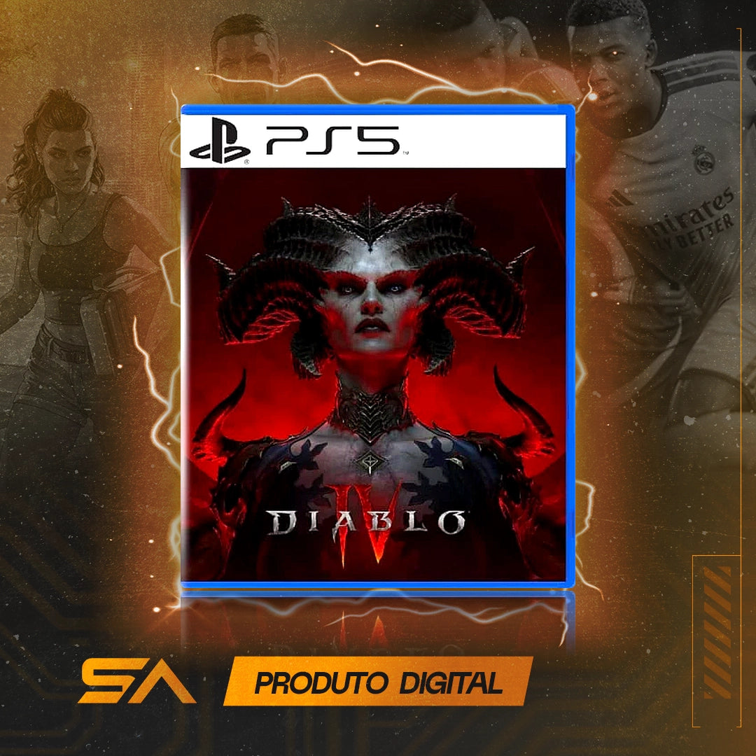 Capa oficial do jogo Diablo IV para PS5 em Mídia Digital