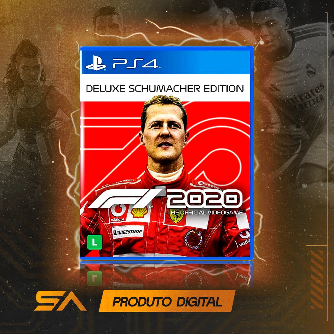 Capa oficial do jogo F1 2020 Deluxe Schumacher Edition Formula 1 - 20 para PS4 em Mídia Digital