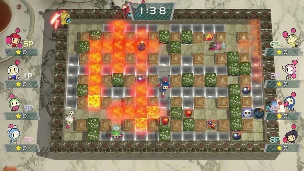 Gameplay e captura de tela de Super Bomberman R - PS4