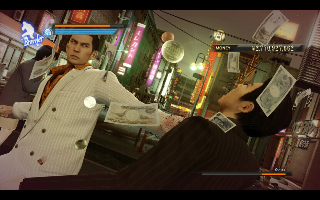 Gameplay e captura de tela de Yakuza 0 - PS4