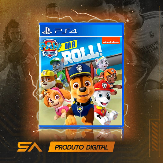 Capa oficial do jogo A Patrulha Canina Tá com Tudo! para PS4 em Mídia Digital