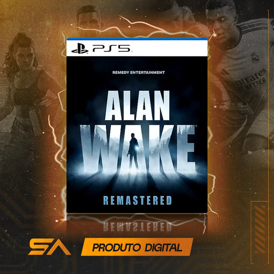 Capa oficial do jogo Alan Wake Remastered para PS5 em Mídia Digital
