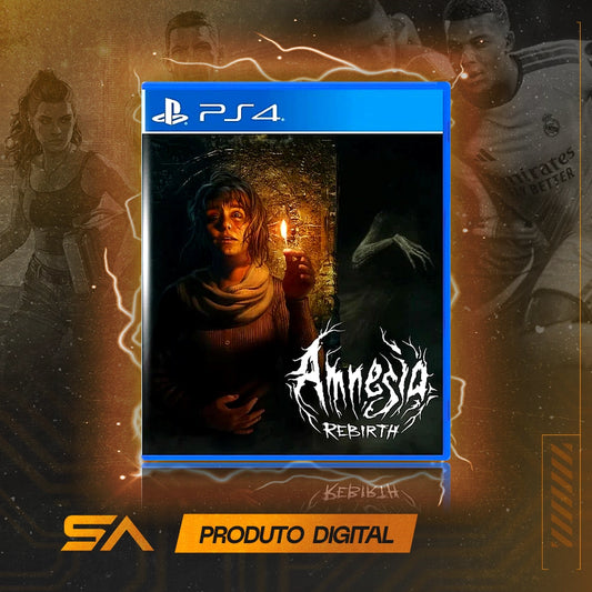 Capa oficial do jogo Amnesia Rebirth para PS4 em Mídia Digital