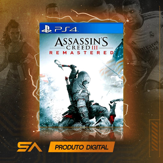 Capa oficial do jogo Assassin's Creed III: Remastered para PS4 em Mídia Digital