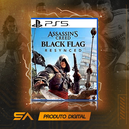Capa oficial do jogo Assassin's Creed Black Flag Resynced para PS5 em Mídia Digital