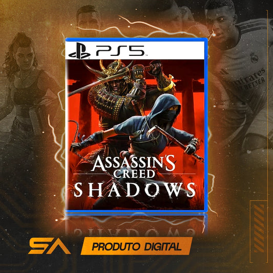 Capa oficial do jogo Assassin's Creed Shadows para PS5 em Mídia Digital