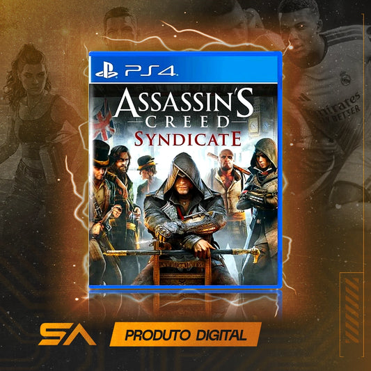 Capa oficial do jogo Assassin´s Creed Syndicate para PS4 em Mídia Digital