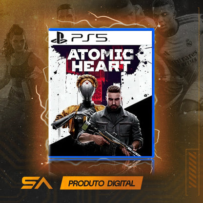 Capa oficial do jogo Atomic Heart para PS5 em Mídia Digital