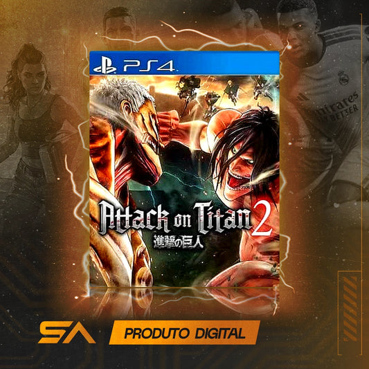 Capa oficial do jogo Attack on Titan 2 para PS4 em Mídia Digital