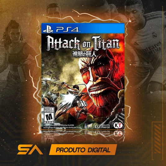 Capa oficial do jogo Attack on Titan para PS4 em Mídia Digital