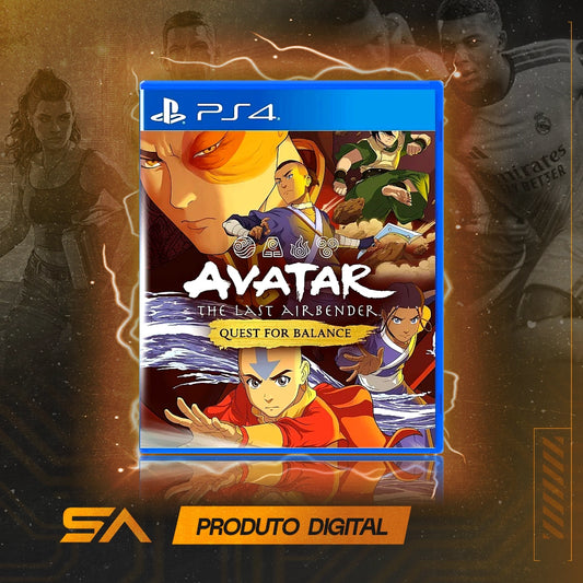 Capa oficial do jogo Avatar The Last Airbender: Quest for Balance para PS4 em Mídia Digital