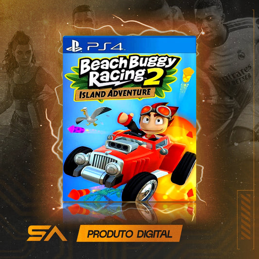 Capa oficial do jogo Beach Buggy Racing 2: Island Adventure para PS4 em Mídia Digital