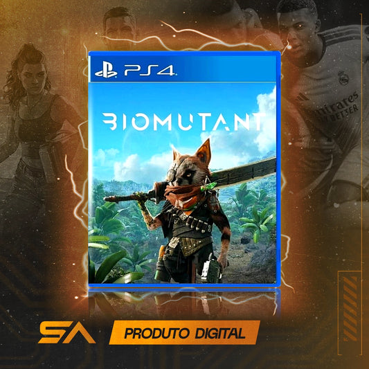 Capa oficial do jogo Biomutant para PS4 em Mídia Digital