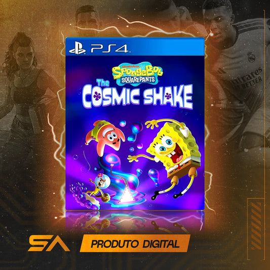 Capa oficial do jogo Bob Esponja: The Cosmic Shake para PS4 em Mídia Digital