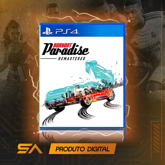 Capa oficial do jogo Burnout Paradise Remastered para PS4 em Mídia Digital