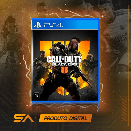 Capa oficial do jogo Call of Duty Black Ops 4 para PS4 em Mídia Digital
