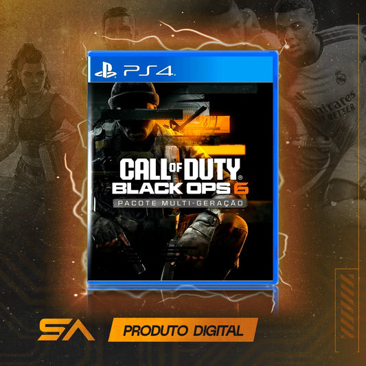 Capa oficial do jogo Call of Duty Black Ops 6 para PS4 em Mídia Digital