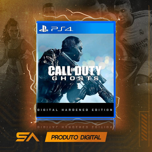 Capa oficial do jogo Call of Duty: Ghosts Digital Hardened Edition para PS4 em Mídia Digital
