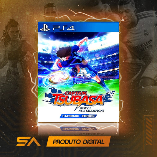 Capa oficial do jogo Captain Tsubasa Rise of New Champions para PS4 em Mídia Digital