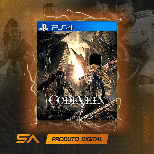 Capa oficial do jogo Code Vein para PS4 em Mídia Digital
