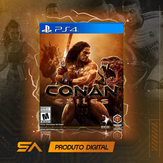 Capa oficial do jogo Conan Exiles para PS4 em Mídia Digital