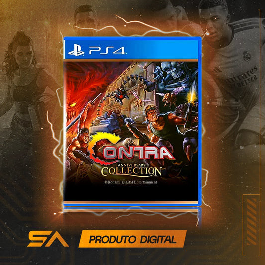 Capa oficial do jogo Contra Anniversary Collection para PS4 em Mídia Digital