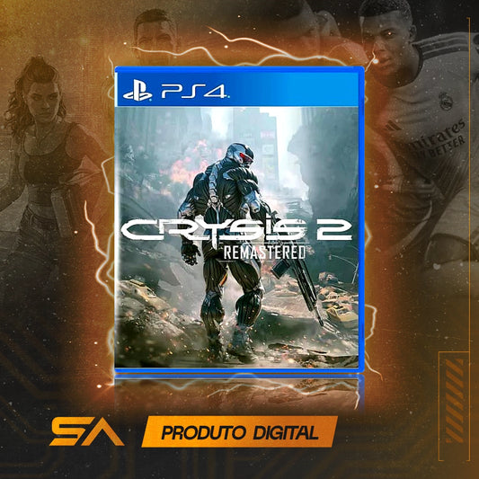 Capa oficial do jogo Crysis 2 Remastered para PS4 em Mídia Digital