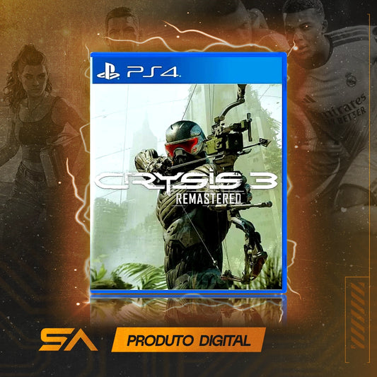 Capa oficial do jogo Crysis 3 Remastered para PS4 em Mídia Digital