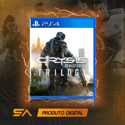 Capa oficial do jogo Crysis Remastered Trilogy para PS4 em Mídia Digital