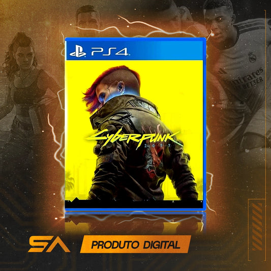 Capa oficial do jogo Cyberpunk 2077 para PS4 em Mídia Digital