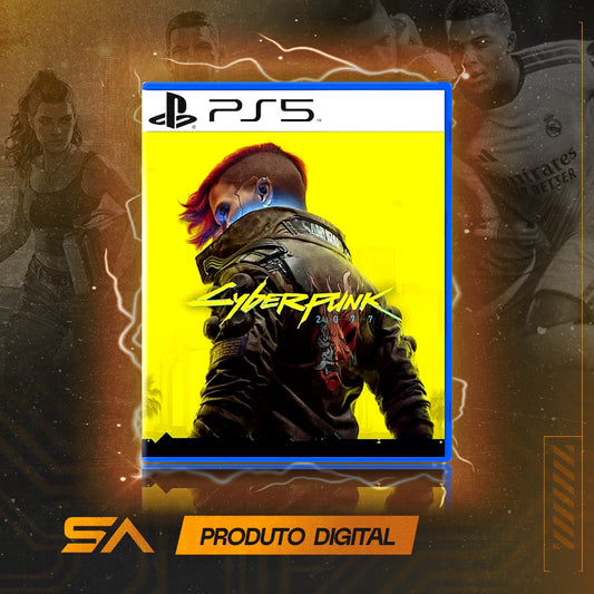 Capa oficial do jogo Cyberpunk 2077 para PS5 em Mídia Digital