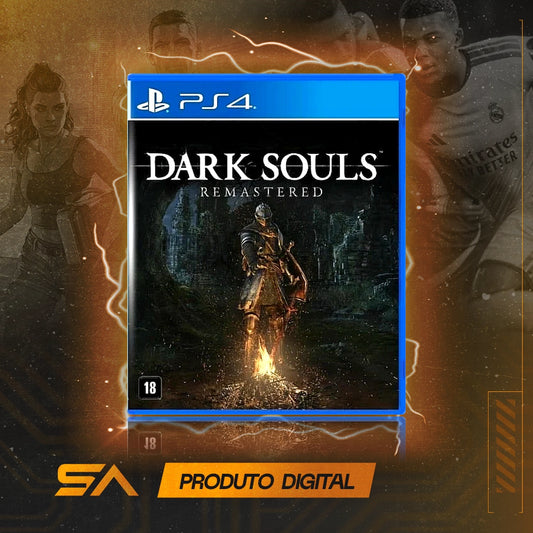 Capa oficial do jogo Dark Souls Remastered para PS4 em Mídia Digital