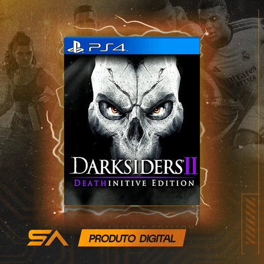 Capa oficial do jogo Darksiders 2 Deathinitive Edition para PS4 em Mídia Digital