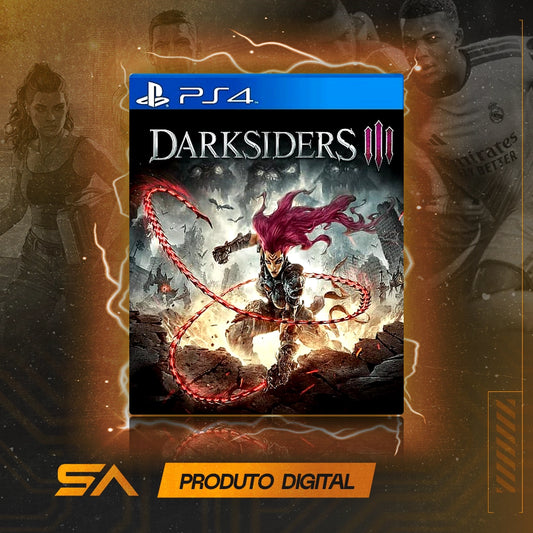 Capa oficial do jogo Darksiders 3 para PS4 em Mídia Digital