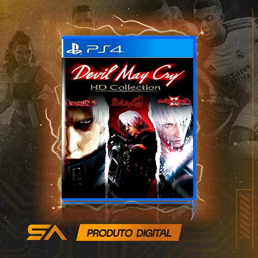Capa oficial do jogo Devil May Cry HD Collection para PS4 em Mídia Digital