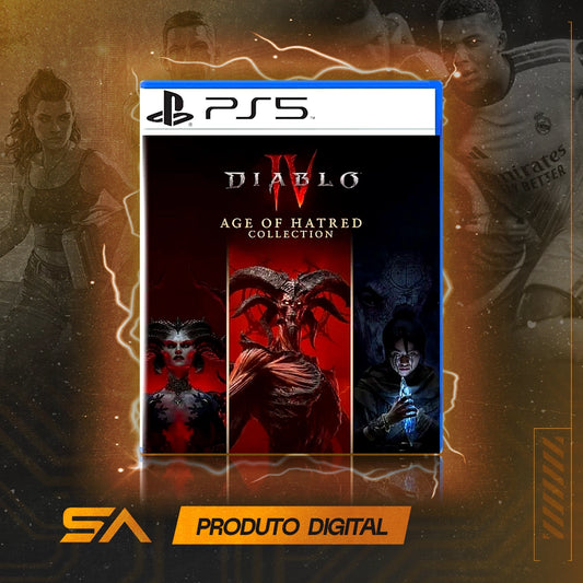 Capa oficial do jogo Diablo IV: Age of Hatred Collection para PS5 em Mídia Digital