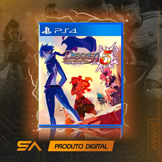 Capa oficial do jogo Disgaea 5: Alliance of Vengeance para PS4 em Mídia Digital