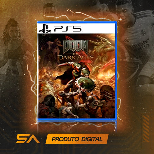 Capa oficial do jogo Doom: The Dark Ages para PS5 em Mídia Digital