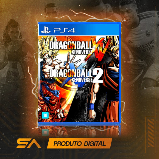 Capa oficial do jogo Dragon Ball Xenoverse Super Bundle 1-2 para PS4 em Mídia Digital