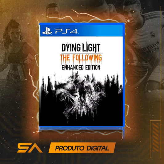 Capa oficial do jogo Dying Light The Following Edição Aprimorada para PS4 em Mídia Digital