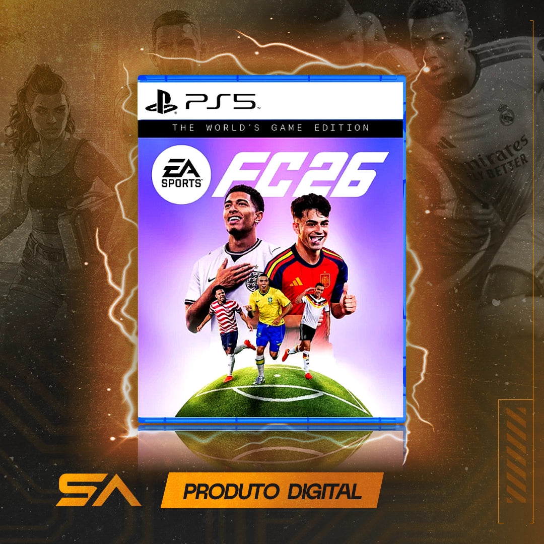 Capa oficial do jogo Edição The World's Game do EA SPORTS FC™ 26 para PS5 em Mídia Digital