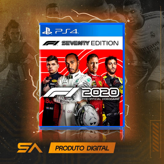 Capa oficial do jogo F1 2020 Seventy Edition para PS4 em Mídia Digital