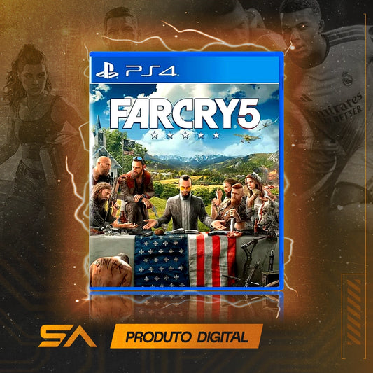 Capa oficial do jogo Far Cry 5 para PS4 em Mídia Digital