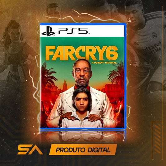 Capa oficial do jogo Far Cry 6 para PS5 em Mídia Digital