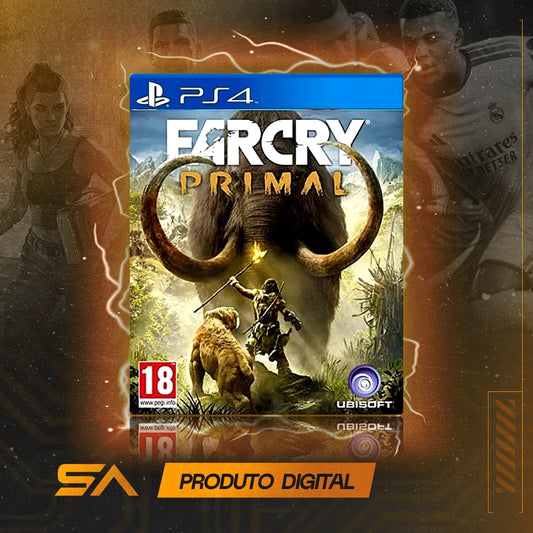 Capa oficial do jogo Far Cry Primal para PS4 em Mídia Digital