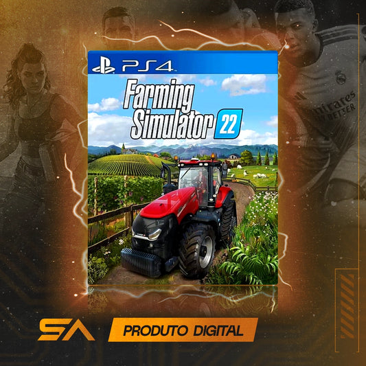 Capa oficial do jogo Farming Simulator 22 para PS4 em Mídia Digital